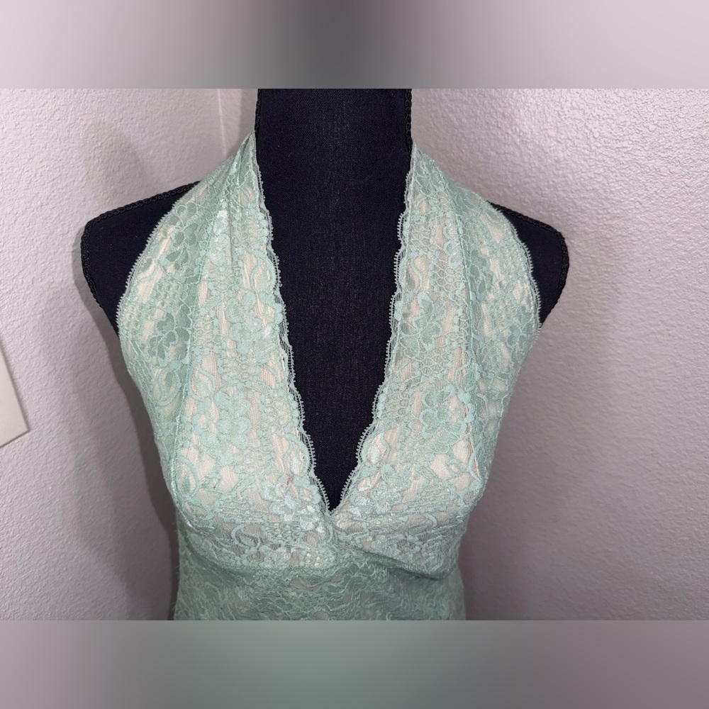 NY&Co Lace Halter Top Mint Y2K Coquette Balletcore Fairy Grunge- Medium - Picture 6 of 11